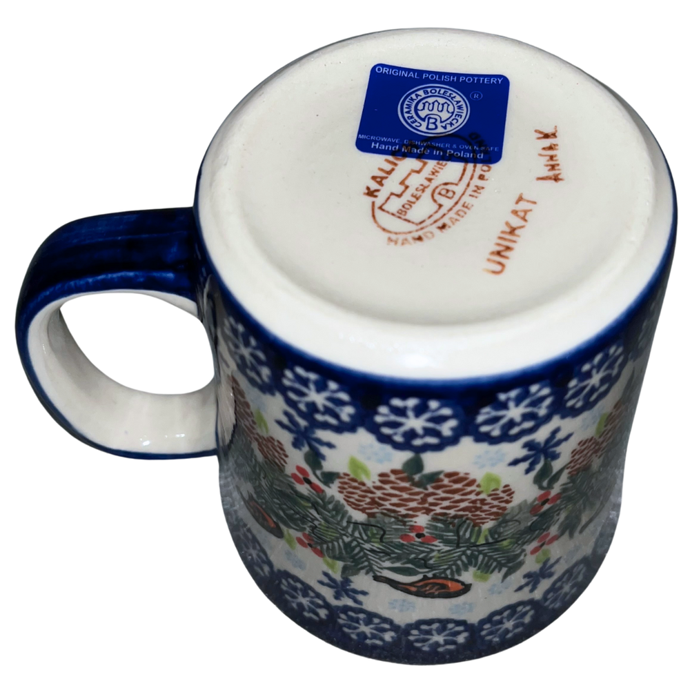kalich polish pottery 14 oz jan mug winter red robin unikat